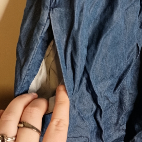 2/$30GAP Chic Sleeveless chambray Denim dress Drawstring Waist & pockets(#1,028) - Picture 7 of 10